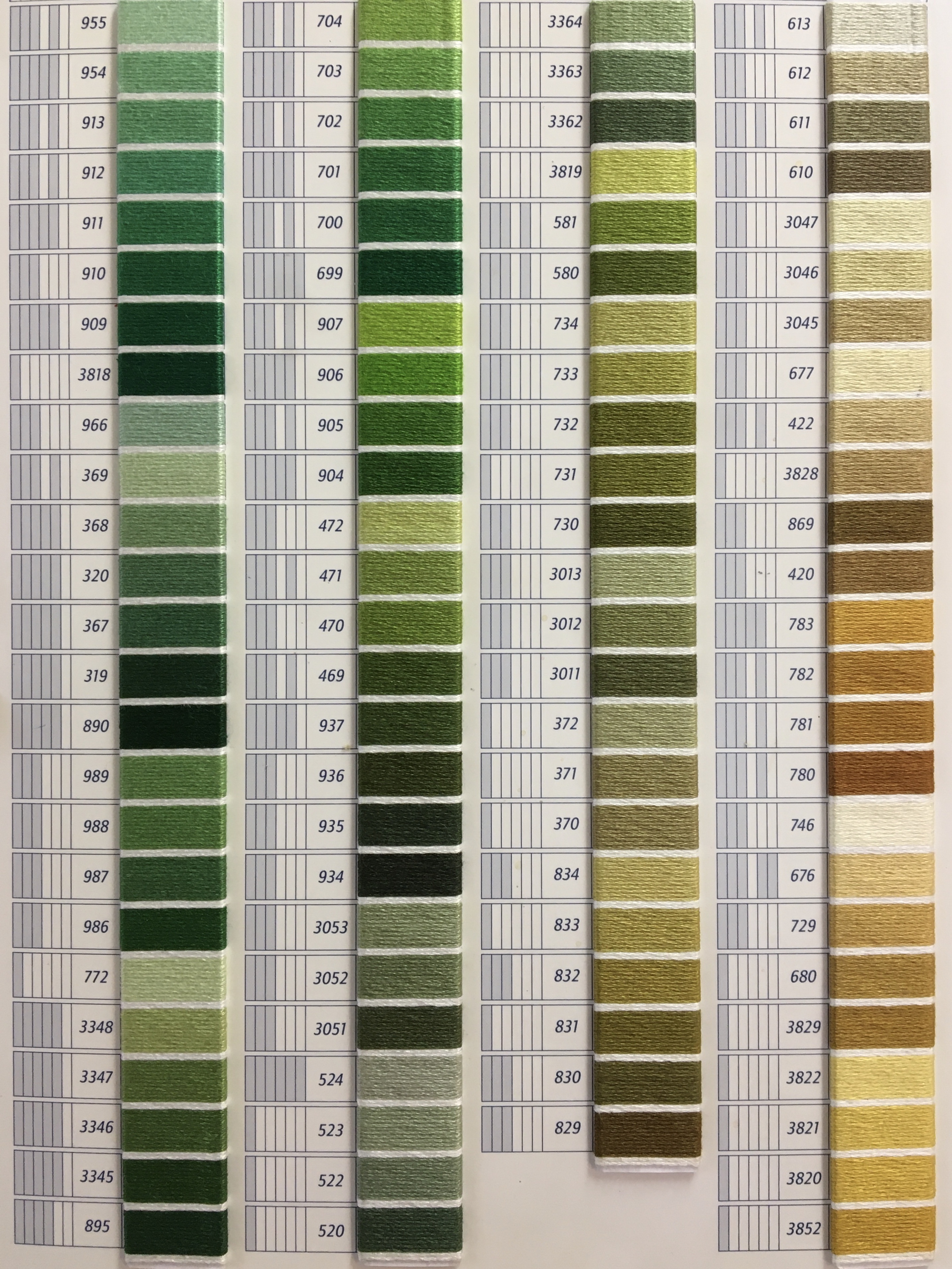 Katalog Muliny DMC kolory zielony