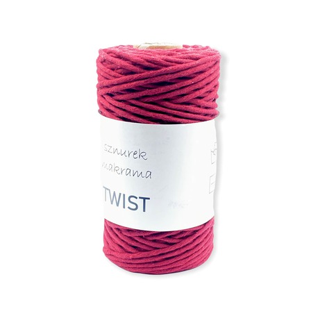 Sznurek makrama Twist z wysokiej jakości bawełny do rękodzielnictwa - kolor bordowy.