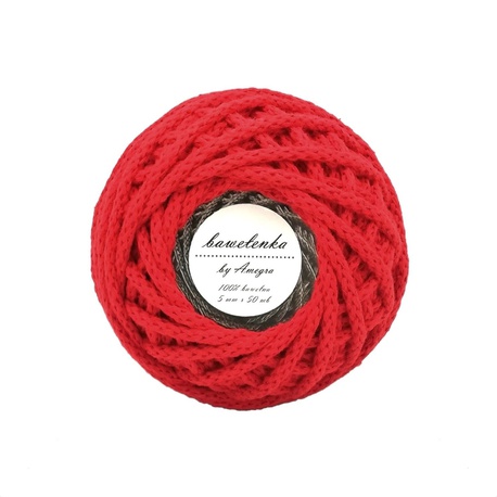 Bawełenka - sznurek bawełniany w kolorze czerwonym do wyrobów dywaników, koszy i kocyków.