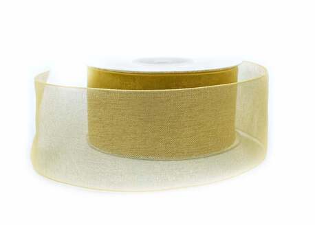 Tasiemka szyfonowa złota - używana do zdobienia wnętrz i ubrań.
