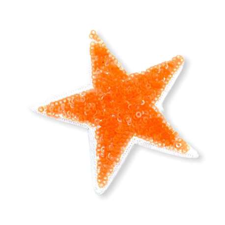 Aplikacja cekinowa termoprzylepna w formie gwiazdy - kolor pomarańczowy