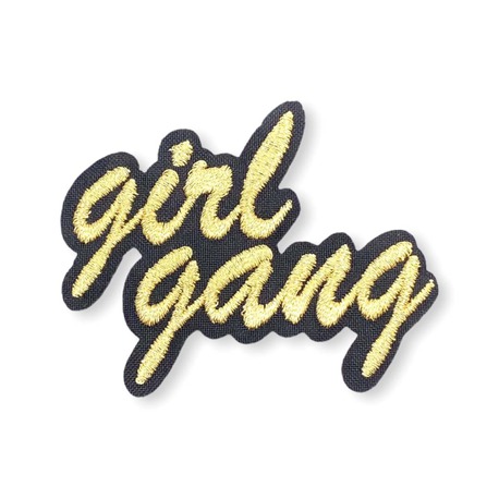 Aplikacja dla dziewczynki termoprzylepna z napisem girl gang w kolorze złotym