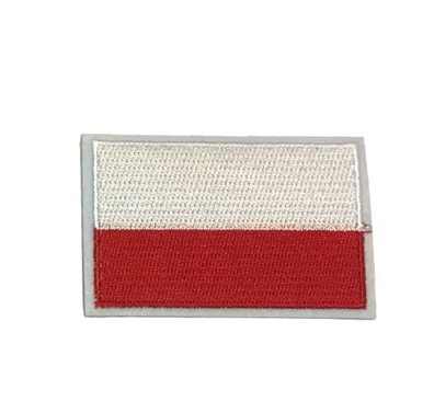 Aplikacja termoprzylepna - flaga biało-czerwona Polski w rozmiarach 8x4,5cm.