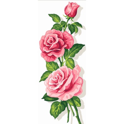 Kanwa z nadrukiem różowych róż do wyhaftowania kolorową muliną.