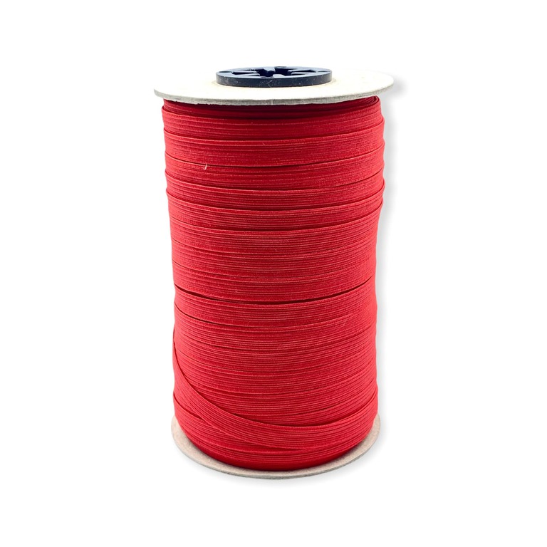 Guma pleciona, obszywkowa w kolorze czerwonym, wykorzystywana często w bieliźnie.