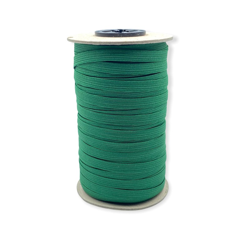 Zielona gumka bieliźniana wykorzystywana w odzieży o szerokości 7mm.