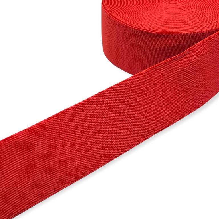 Guma tkana odzieżowa w kolorze czerwonym. Mocna, elastyczna guma.