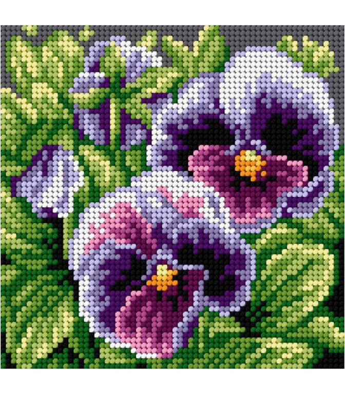 Kanwa z nadrukiem kwiatki fioletowe