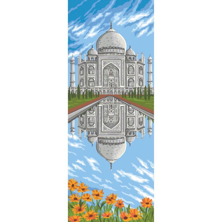 Obrazek z widokiem na Tadż Mahal. Wzór do wyhaftowania mulinami DMC, Anchor lub Ariadna.