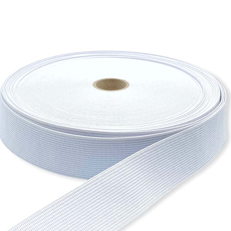 Biała guma tkana 25mm do produkcji odzieży