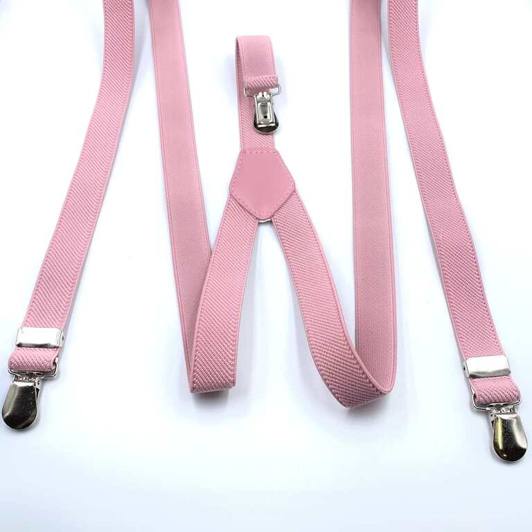 Damskie szelki jasno-różowe, wykorzystywane w stylizacjach damskich ze spódniczkami i spodniami.