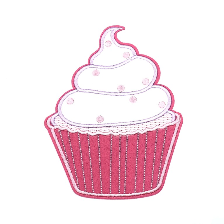 Aplikacja termoprzylepna muffin w kolorze białym i różowym