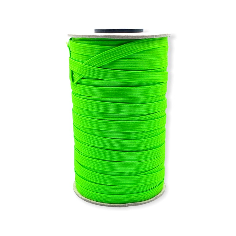 Guma kolorowa płaska w kolorze zielonym fluorescencyjnym - szerokość 7mm.