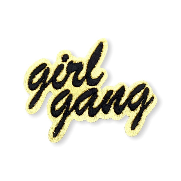 Aplikacja dziewczęca czarno-żółta termo z napisem girl gang
