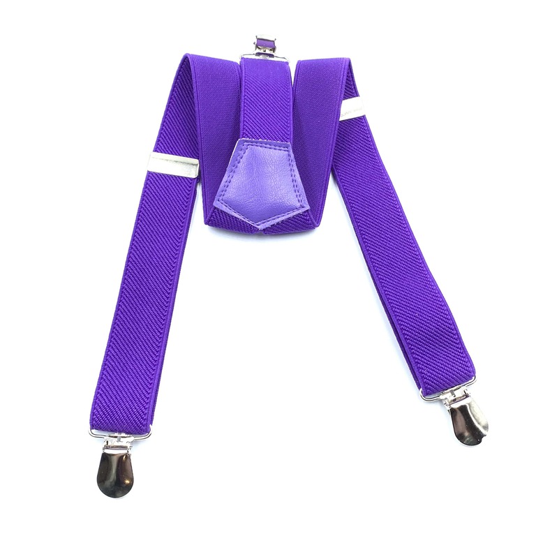 Szelki do dziecięcych spodni w kolorze fioletowym z dobrą, rozciągliwą gumą.