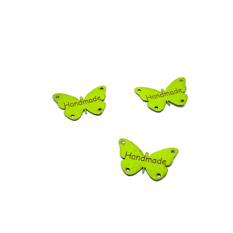 Metka z ekoskóry motyl jasno-zielony.