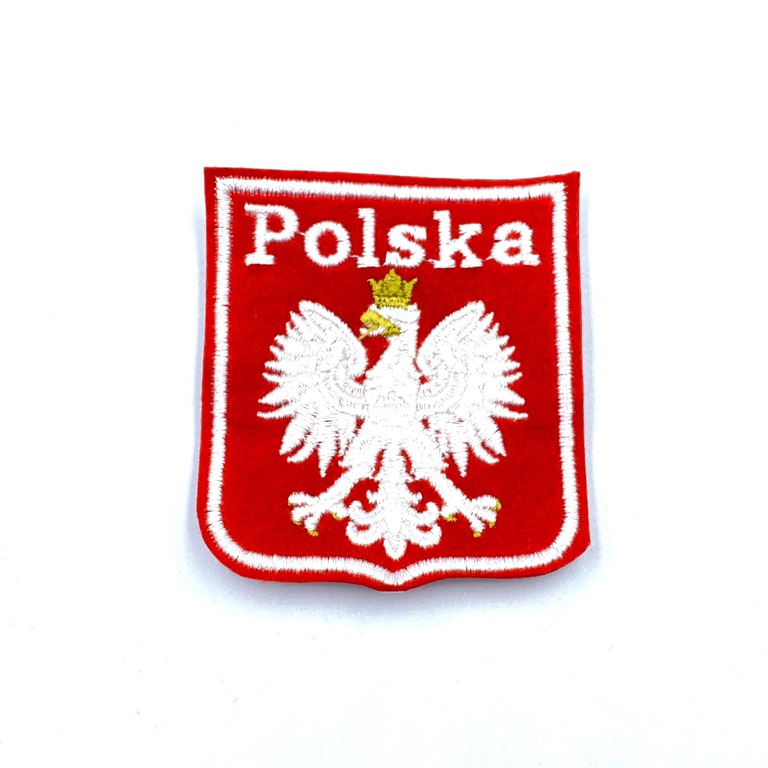 Aplikacja na ubranie - biało-czerwony herb Polski do naprasowania.