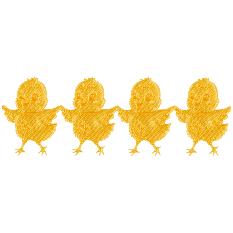Naszywka w taśmie wielkanocna żółta z motywem kurczaków