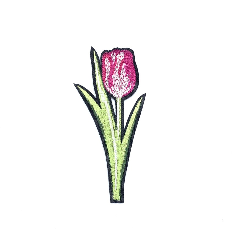 Aplikacja we wzorze tulipana. Kwiatek do naprasowania żelazkiem.