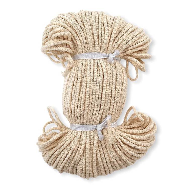 Sznurek naturalny pleciony knot z bawełny w kolorze ecru - używany do rękodzieła i makramy.