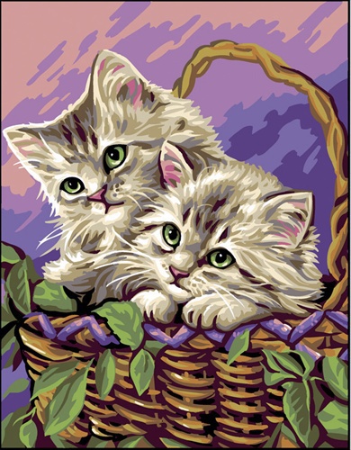 Kanwa bawełniana z nadrukiem przedstawiającym 2 małe kotki.