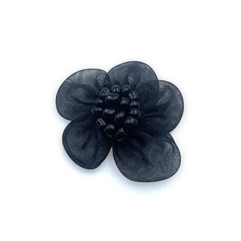 Czarny kwiat ozdobny do naszycia