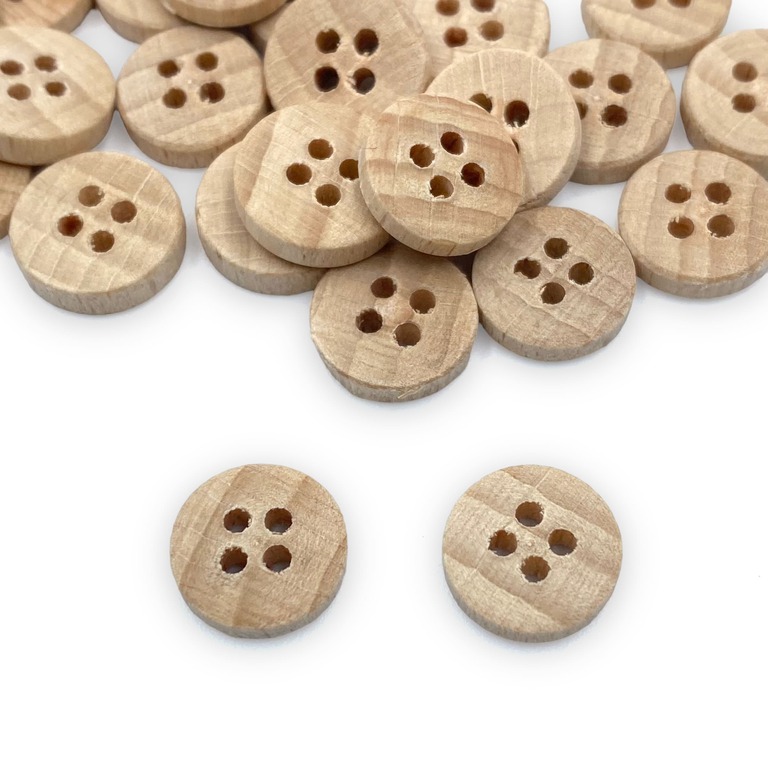 Guziczki drewniane na 4 dziurki w małym rozmiarze