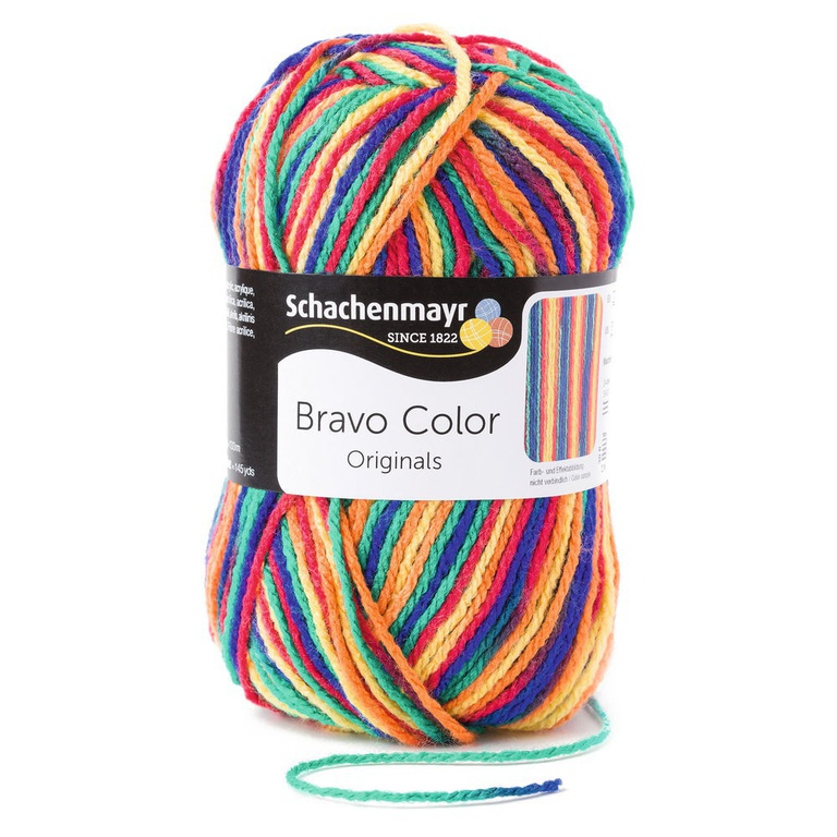 Włóczka na druty Bravo Color w kolorze 0090 - piękny energiczny, tropikalny kolor